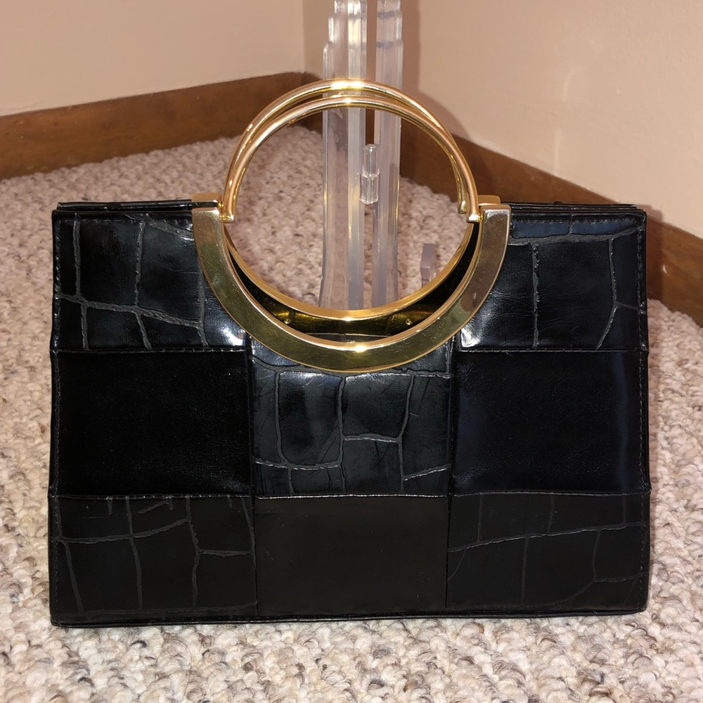Wild Rose black leather hand bag. - Picture 7 of 7